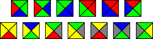 An array of colored square tiles.