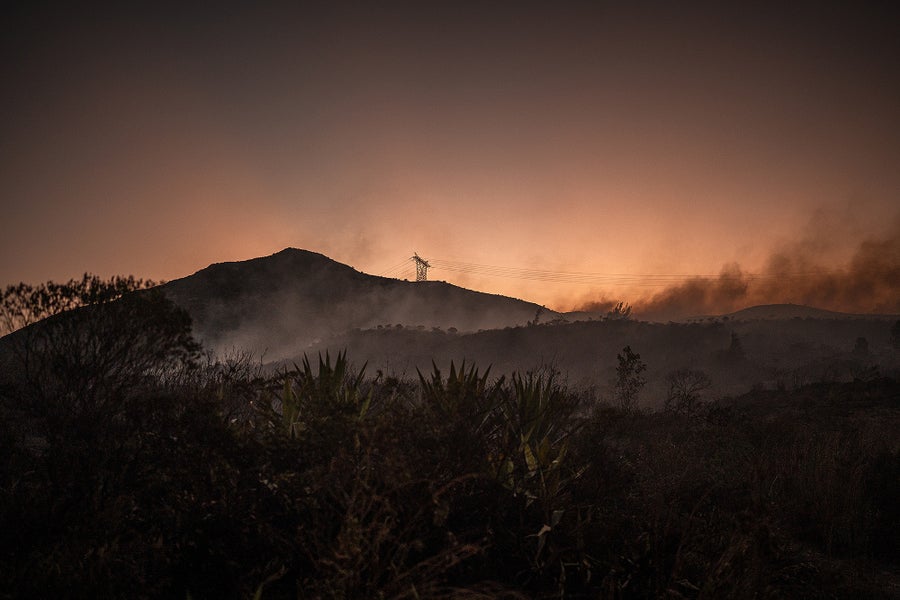 Image of a wildfire during the evening
