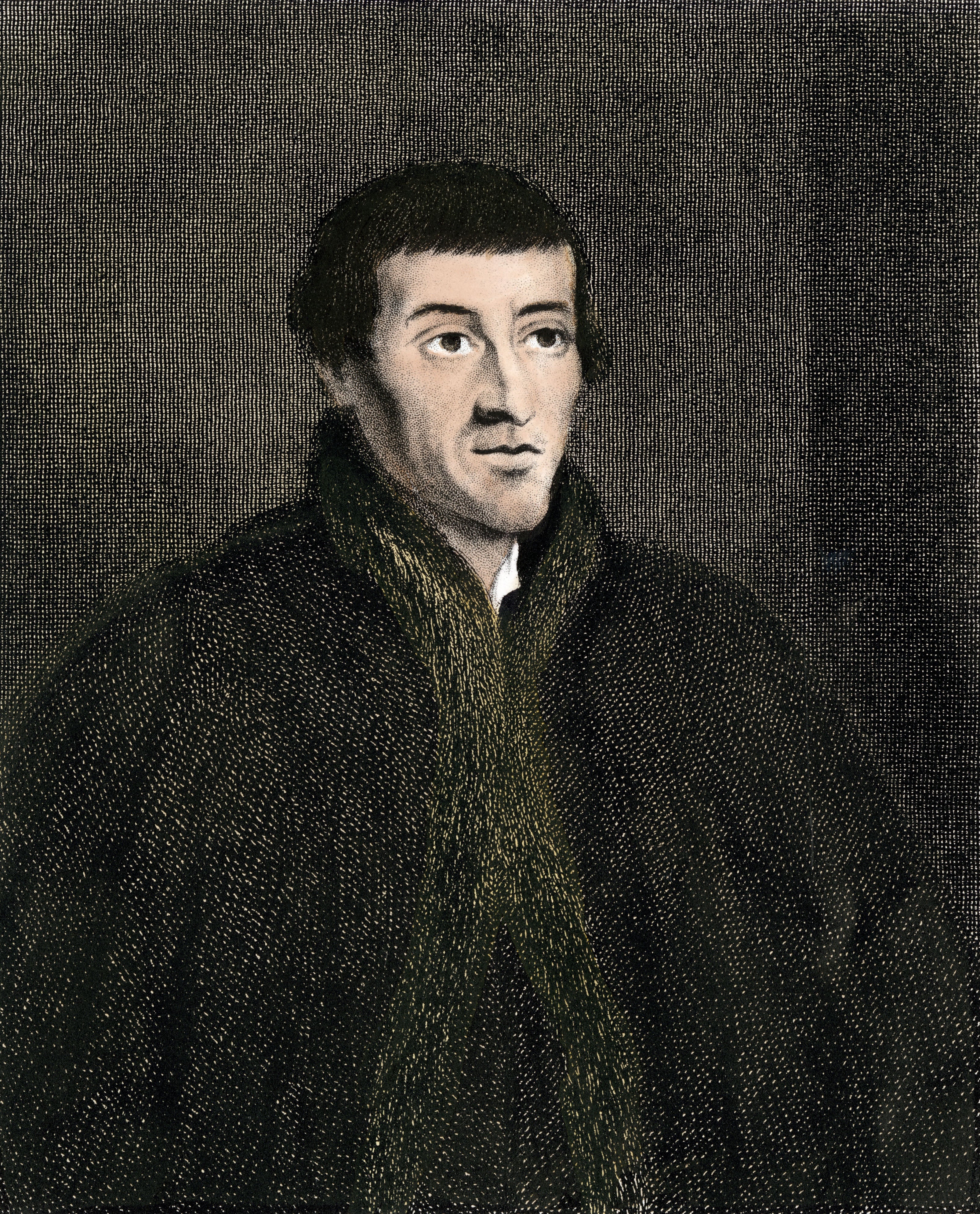 An engraving of Polish polymath Nicolaus Copernicus. 