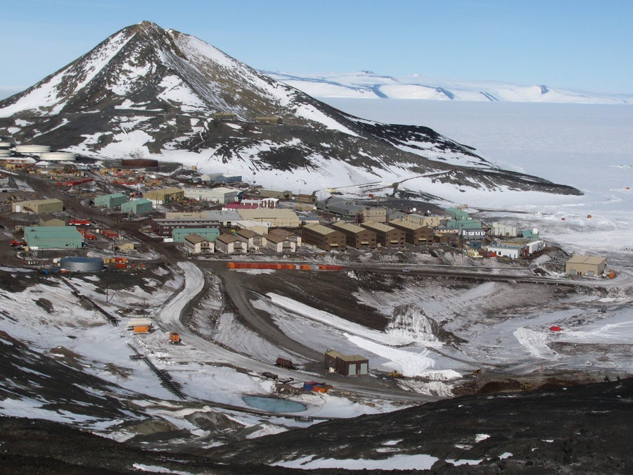 View of McMurdo Station on Ross Island, in Antarctica