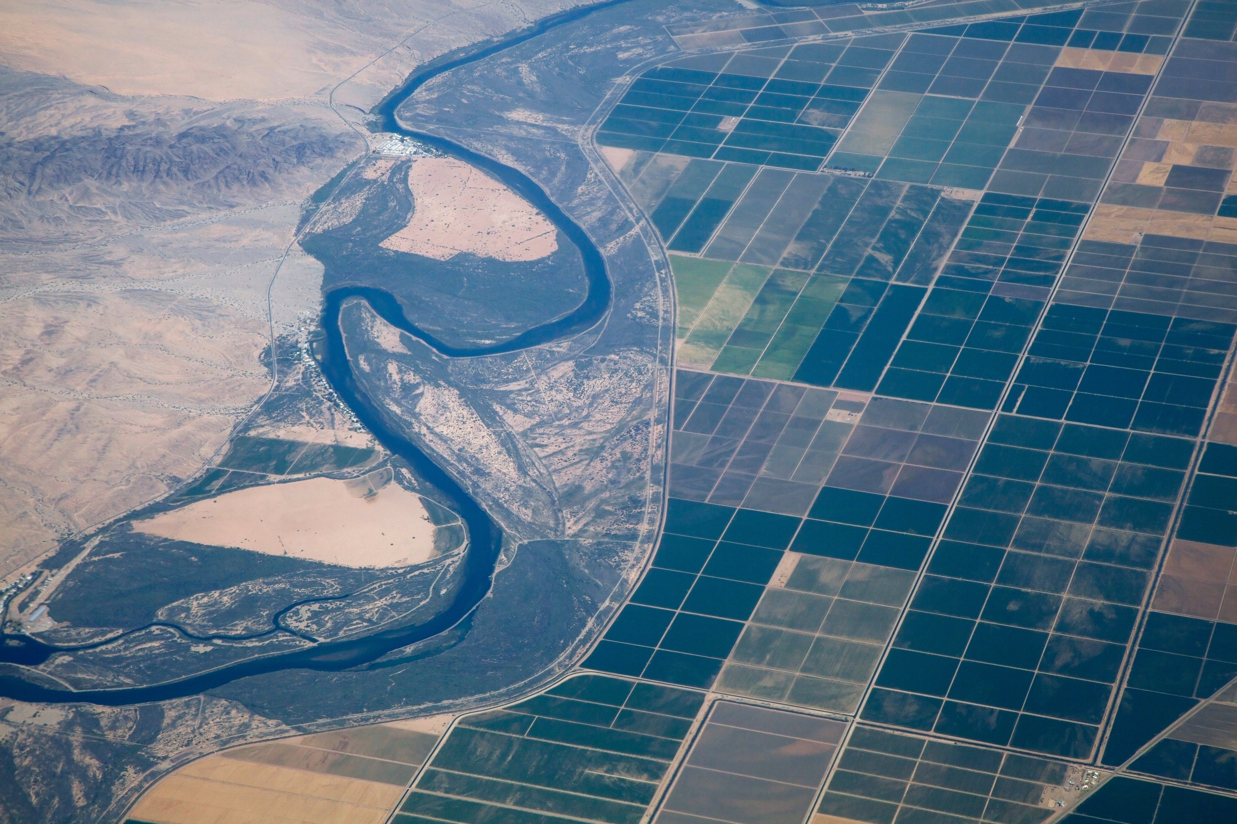 Aerial image of farmland.