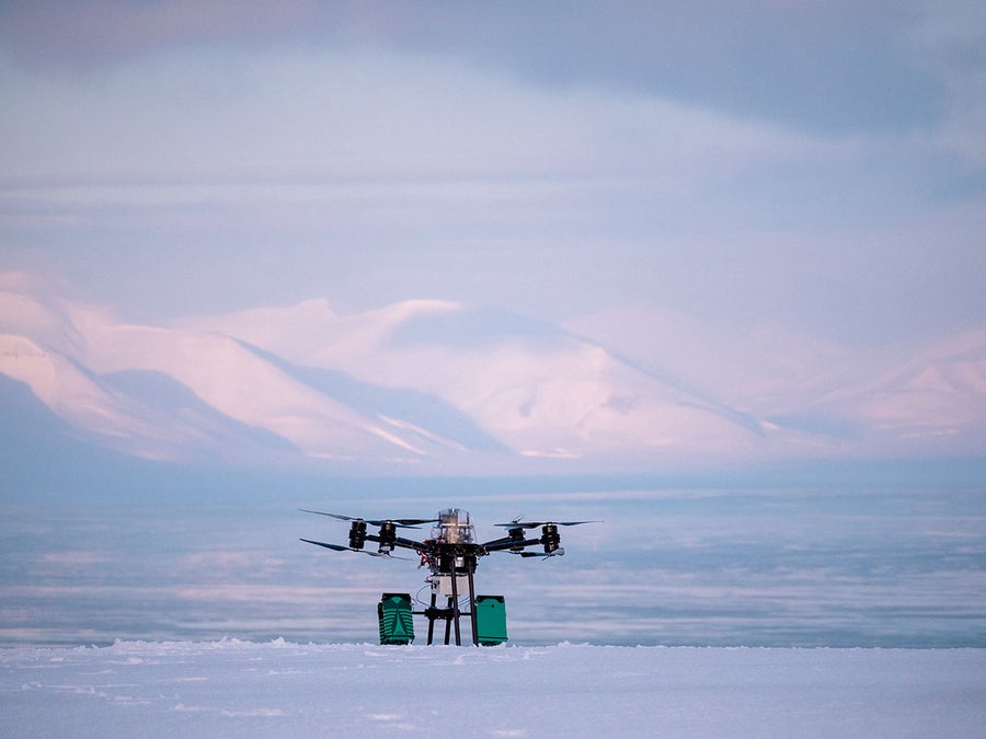 A drone-mounted radar from interdisciplinary research institute NORCE in Svalbard, Norway