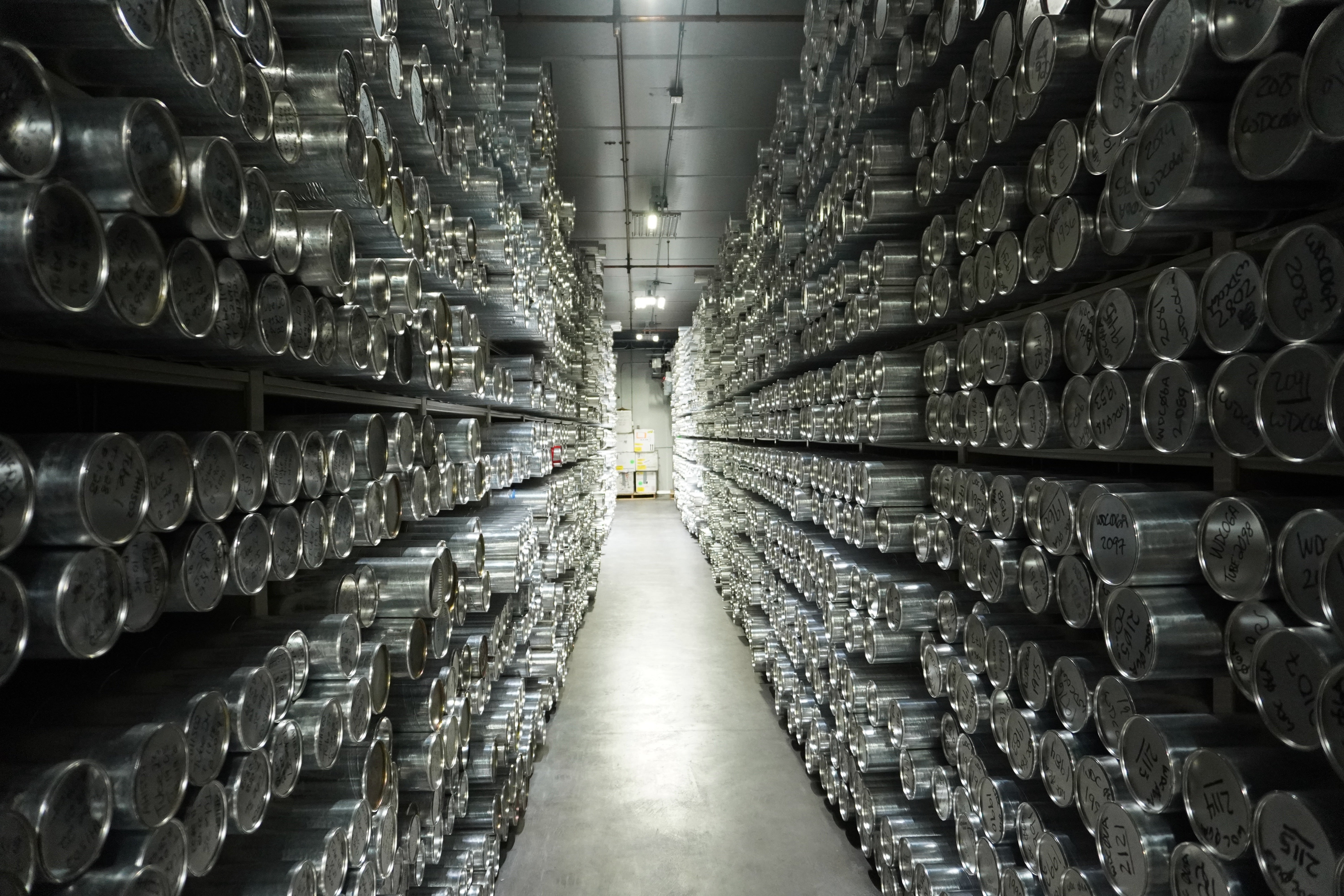 Ice core storage at NSF Ice Core Facility in Denver