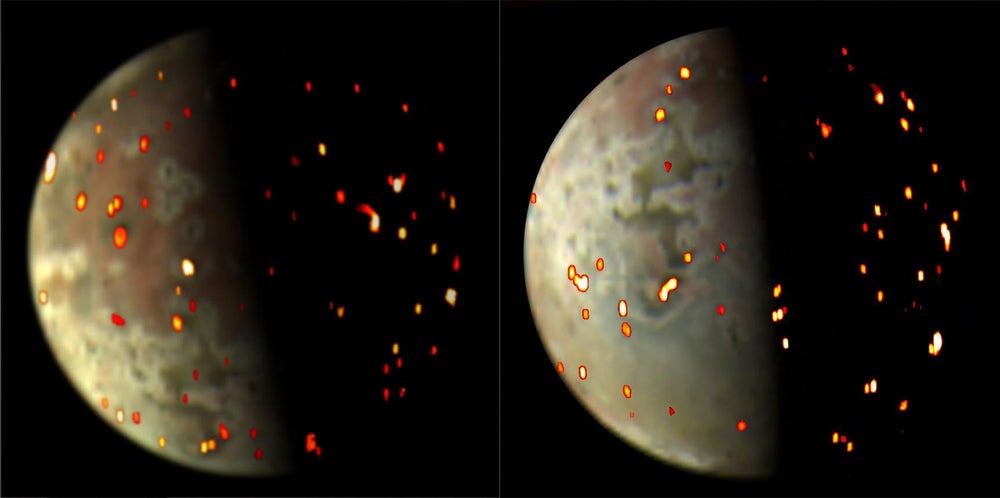 A composite view of Io from instruments aboard NASA’s Juno probe. 