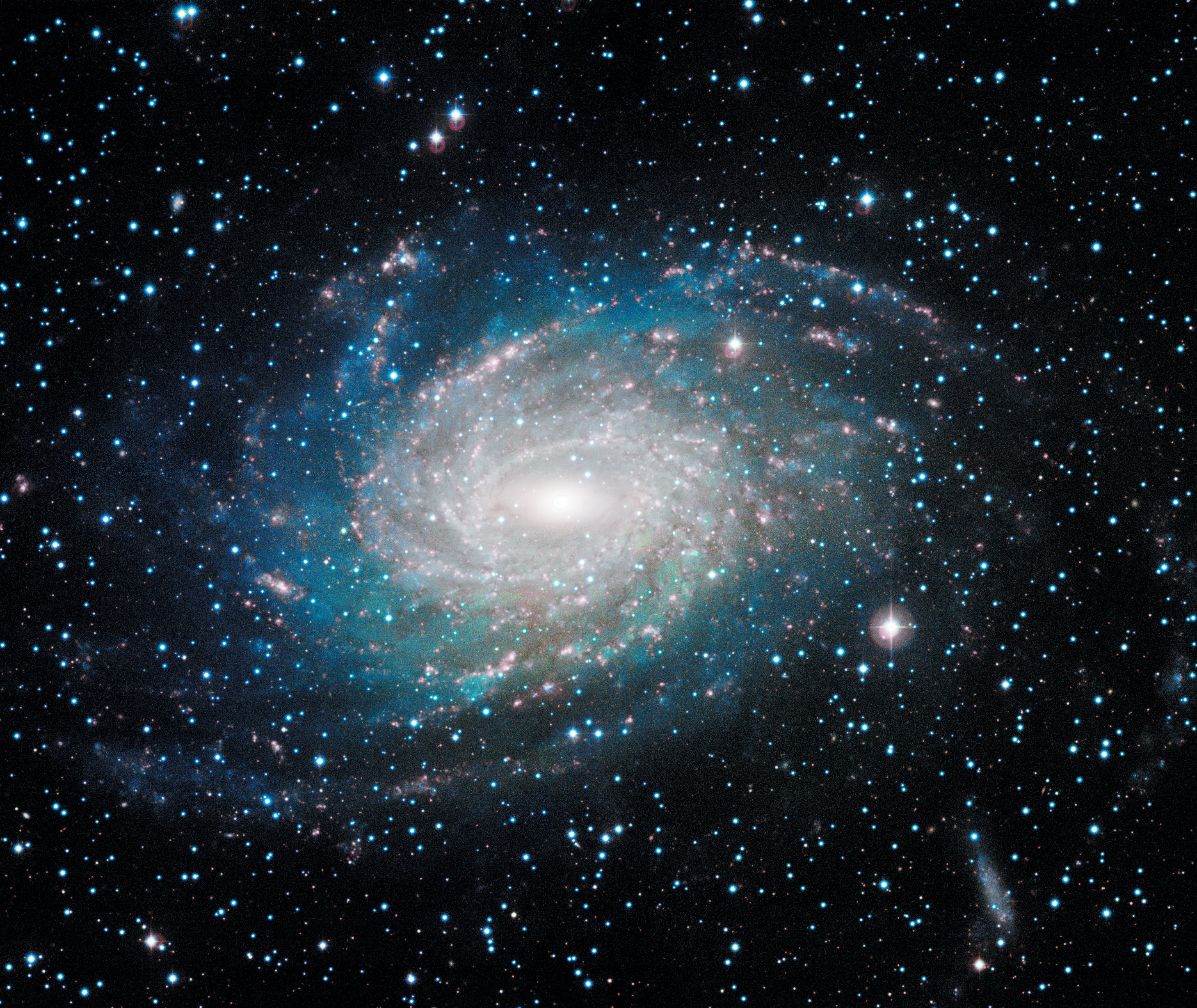 Spiral galaxy show against black background