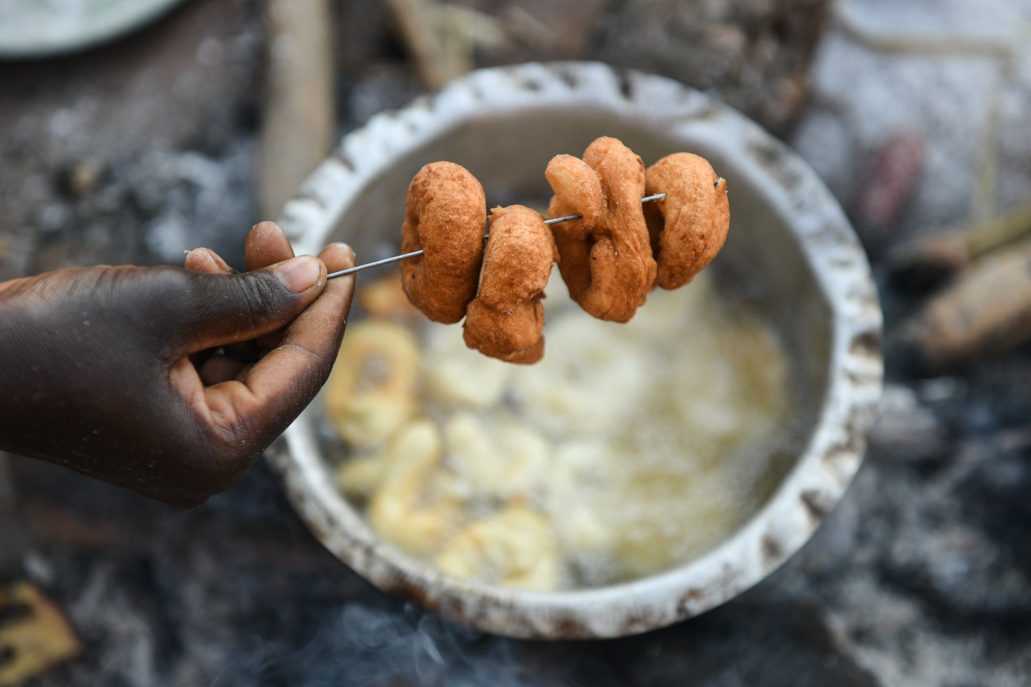 Deep-fried bean-flour doughnuts.