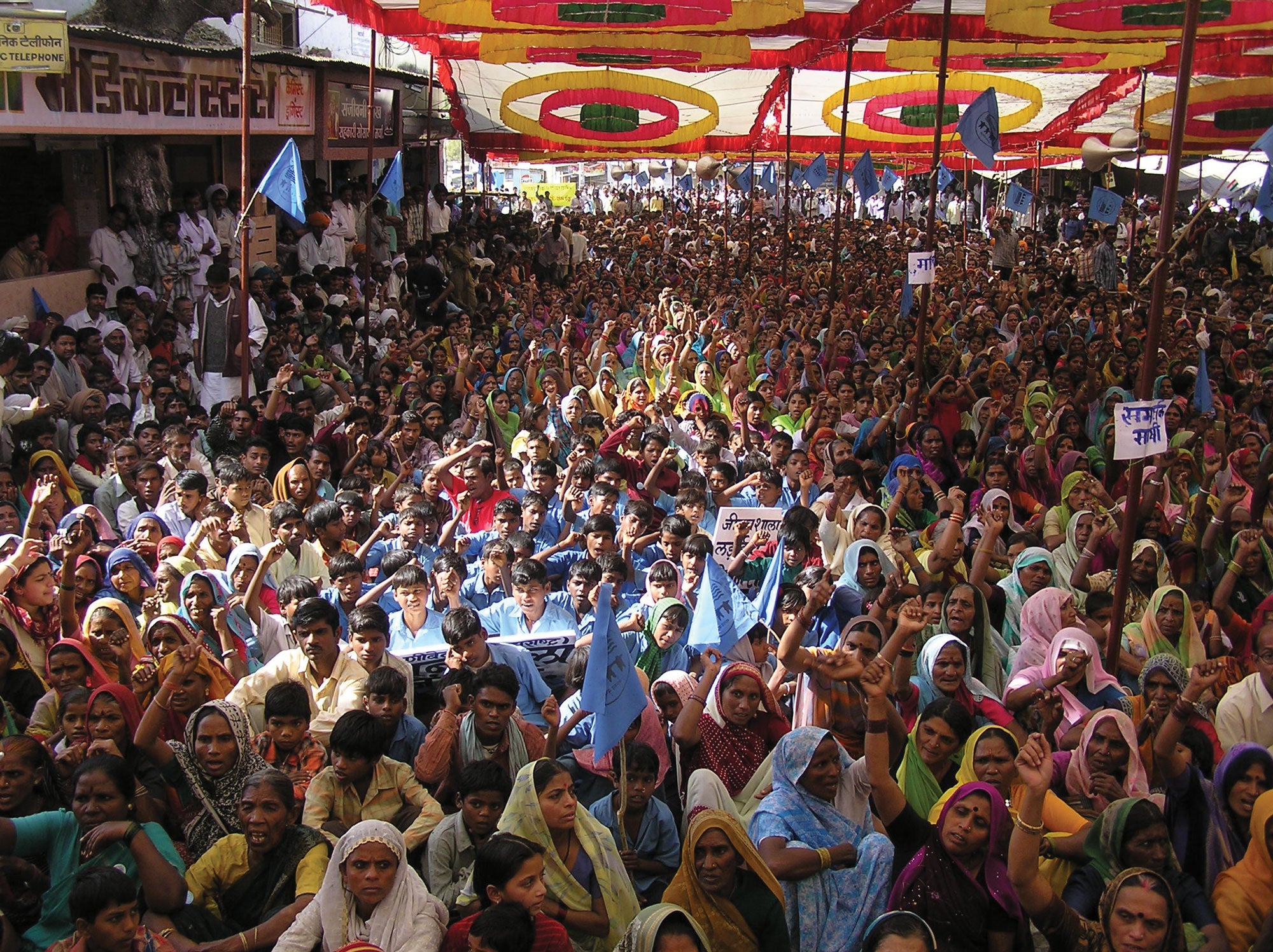 People gathered in protest.