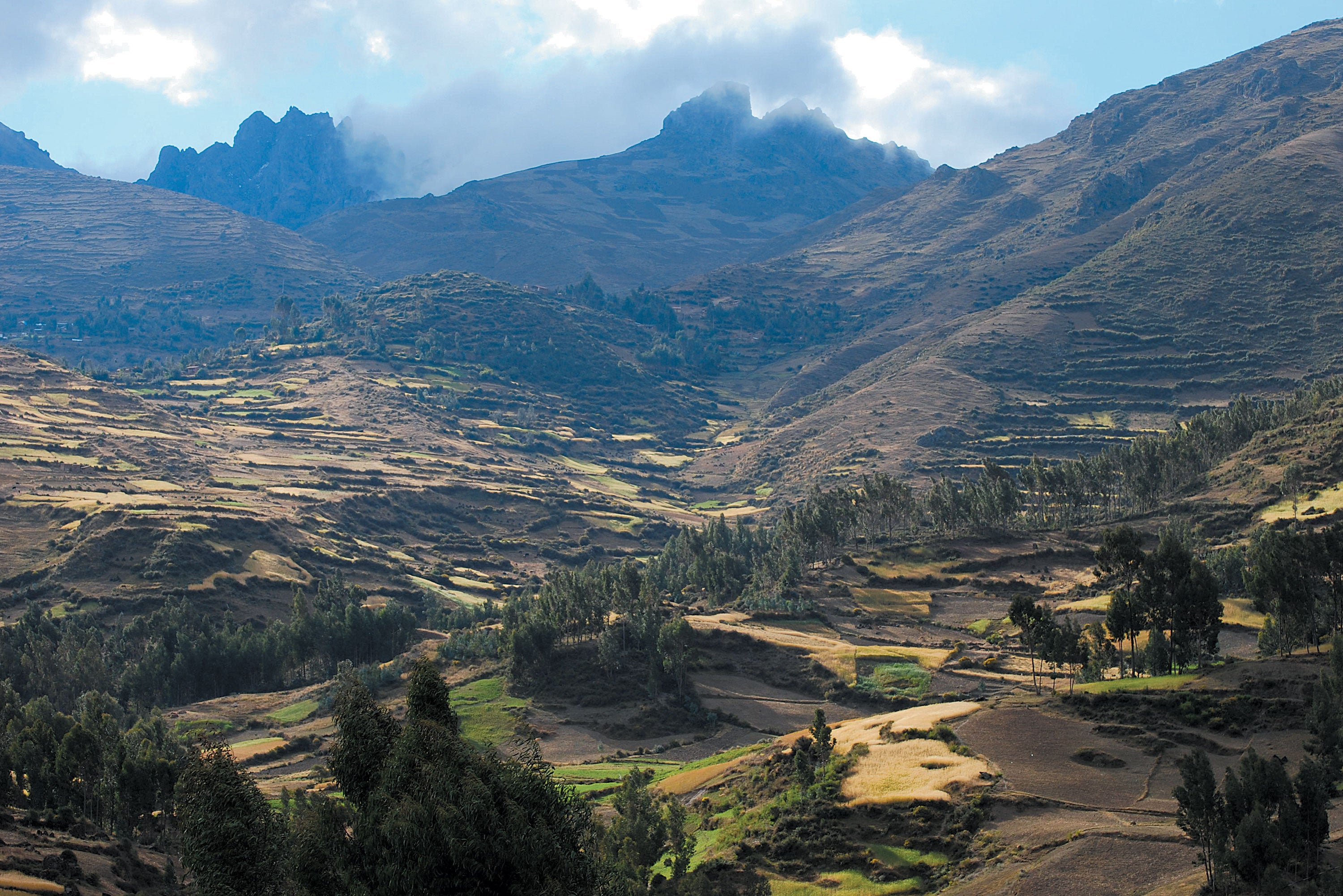 Panoramic view of Parque de la Papa in Peru.