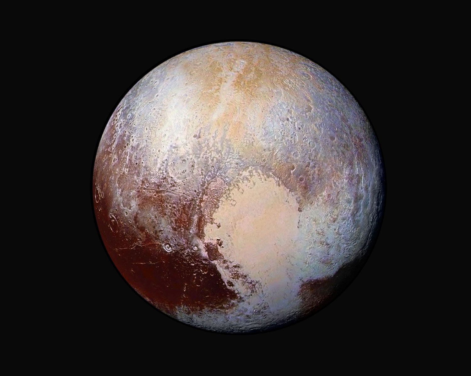 NASA's New Horizons spacecraft captured this high-resolution enhanced color view of Pluto