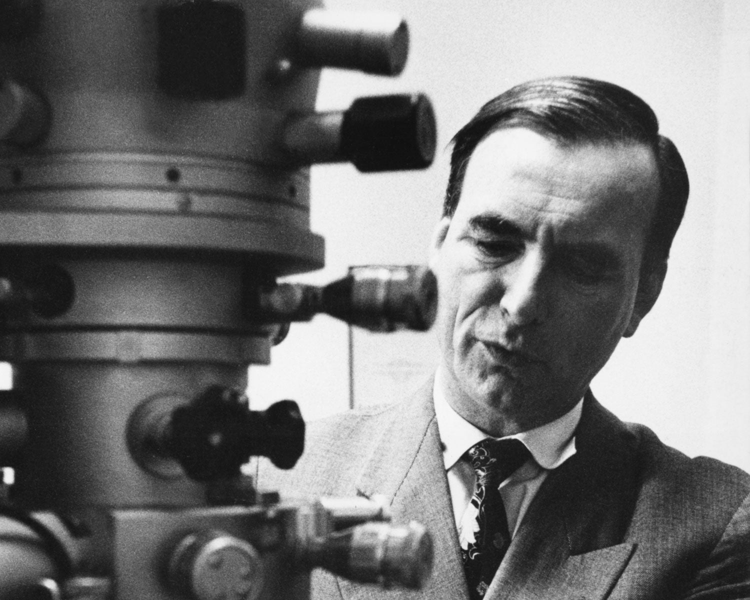 Professor Ernst Ruska (1906-1988) photographed  at the Max Plank Institute for Physics in Berlin