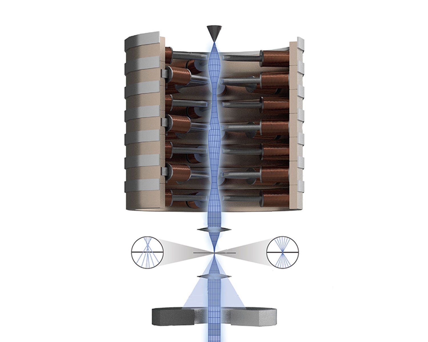 Rose-EELS focussing electron beam graphic