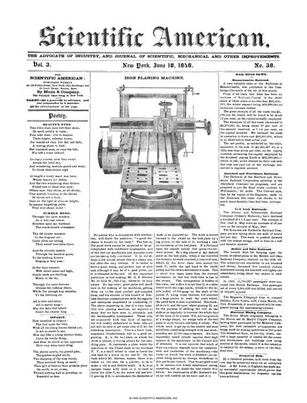 Scientific American Magazine Vol 3 Issue 38
