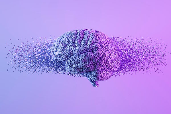 Purple pixelated brain