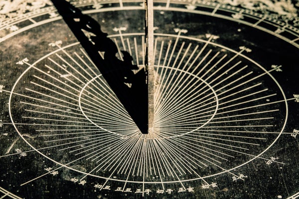 Close-up of ancient Chinese sundial