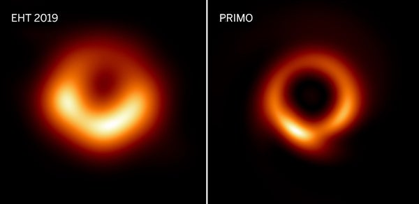Image of the M87 supermassive black hole and image generated by the PRIMO algorithm