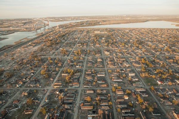 Aerial view of New Orleans' Lower 9th Ward.