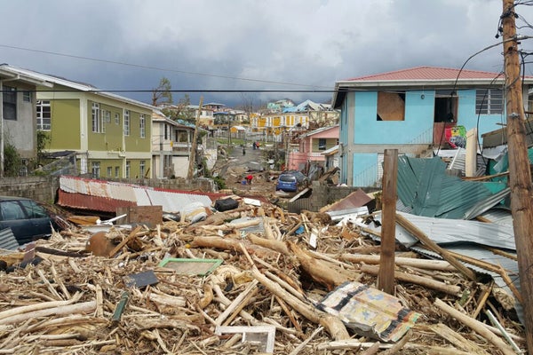 Neighborhood destroyed by hurricane