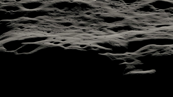 This image shows the mountainous terrain west of Nobile Crater in the vicinity of the moon's south pole. This region features areas permanently covered in shadow, as well as areas in near-constant sunlight.