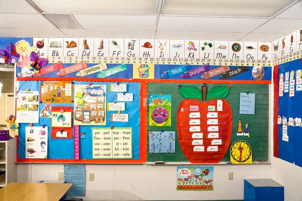 Alphabet posters displayed in kindergarten classroom