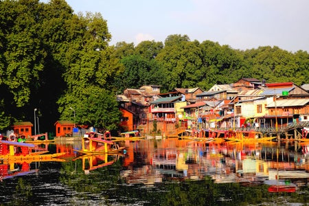 Houses reflecting in lake