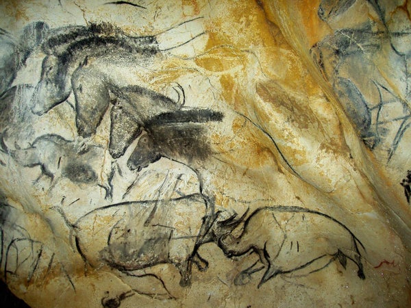 Horse and rhino cave painting