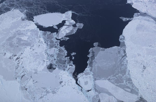 Sea ice is seen from NASA's Operation IceBridge research aircraft