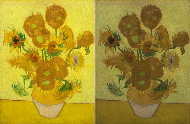 van gogh sunflowers defiled