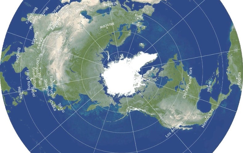 google earth flat world map