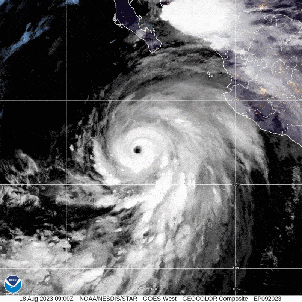 Satellite image of Hurricane Hillary