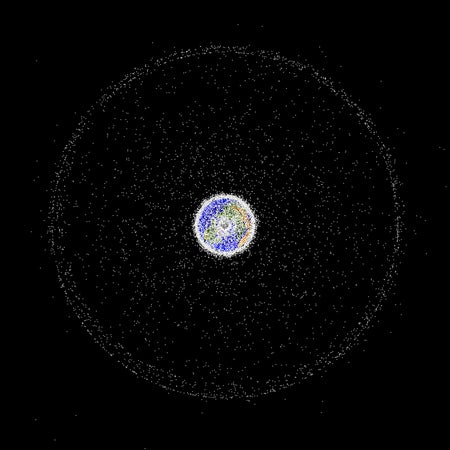 Computer generated images of objects in Earth orbit that are currently being tracked