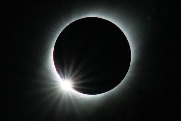 Total solar eclipse with diamond ring effect