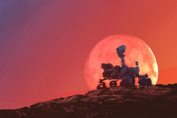 An artist's impression of NASA's Perseverance rover exploring Mars.