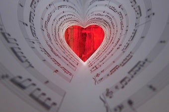 Sheet music forming heart