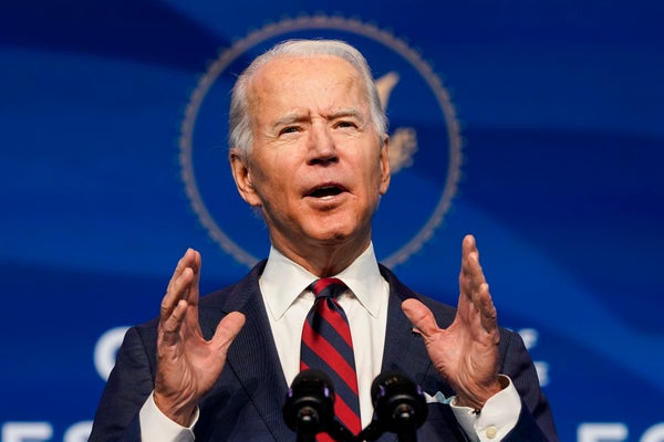 President-elect Joe Biden announces members of his climate and energy appointments at the Queen theater on December 19, 2020 in Wilmington, DE.