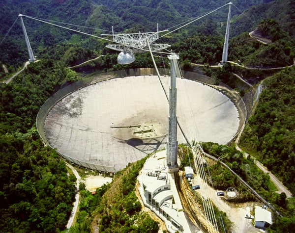 An aerial view of Arecibo Observatory