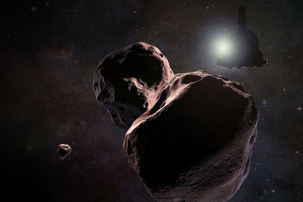 This artist's impression is of NASA's New Horizons spacecraft encountering 2014 MU69, a Kuiper Belt object