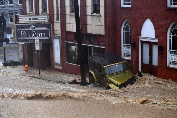 Floodwaters in Ellicott City MD