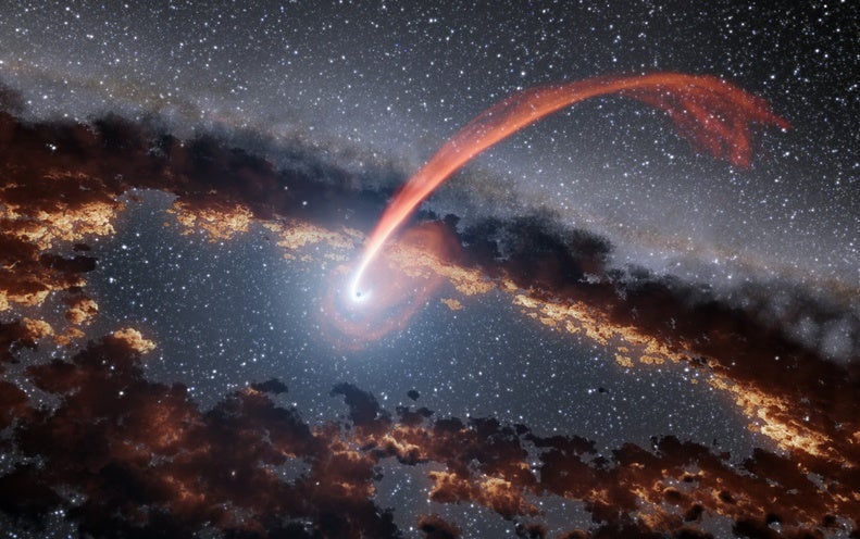 Gravitational Waves Hint at a Black Hole Eating a Neutron Star