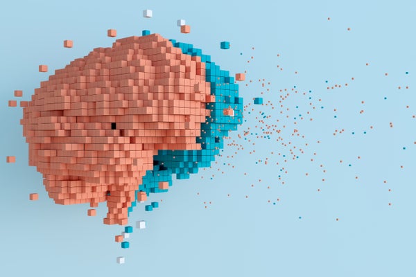 3D rendering of pixelated brain