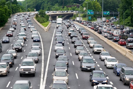Intense traffic jam on a highway.