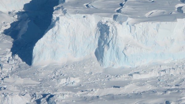 An aerial view of Thwaites Glacier.