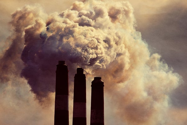 Smokestacks polluting air