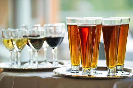 glasses of beer and wine