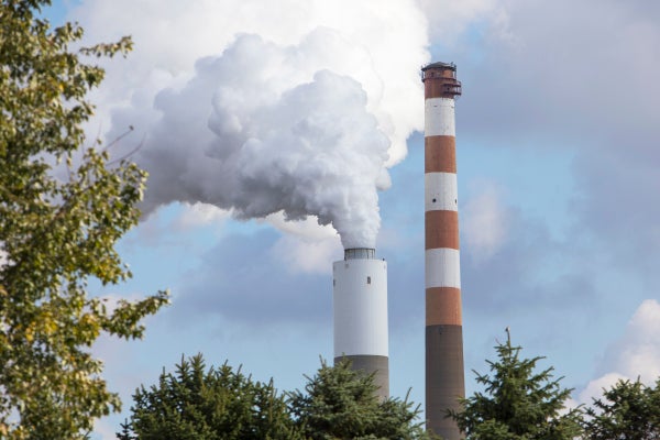 Smoke stack of a coal-fired power plant.