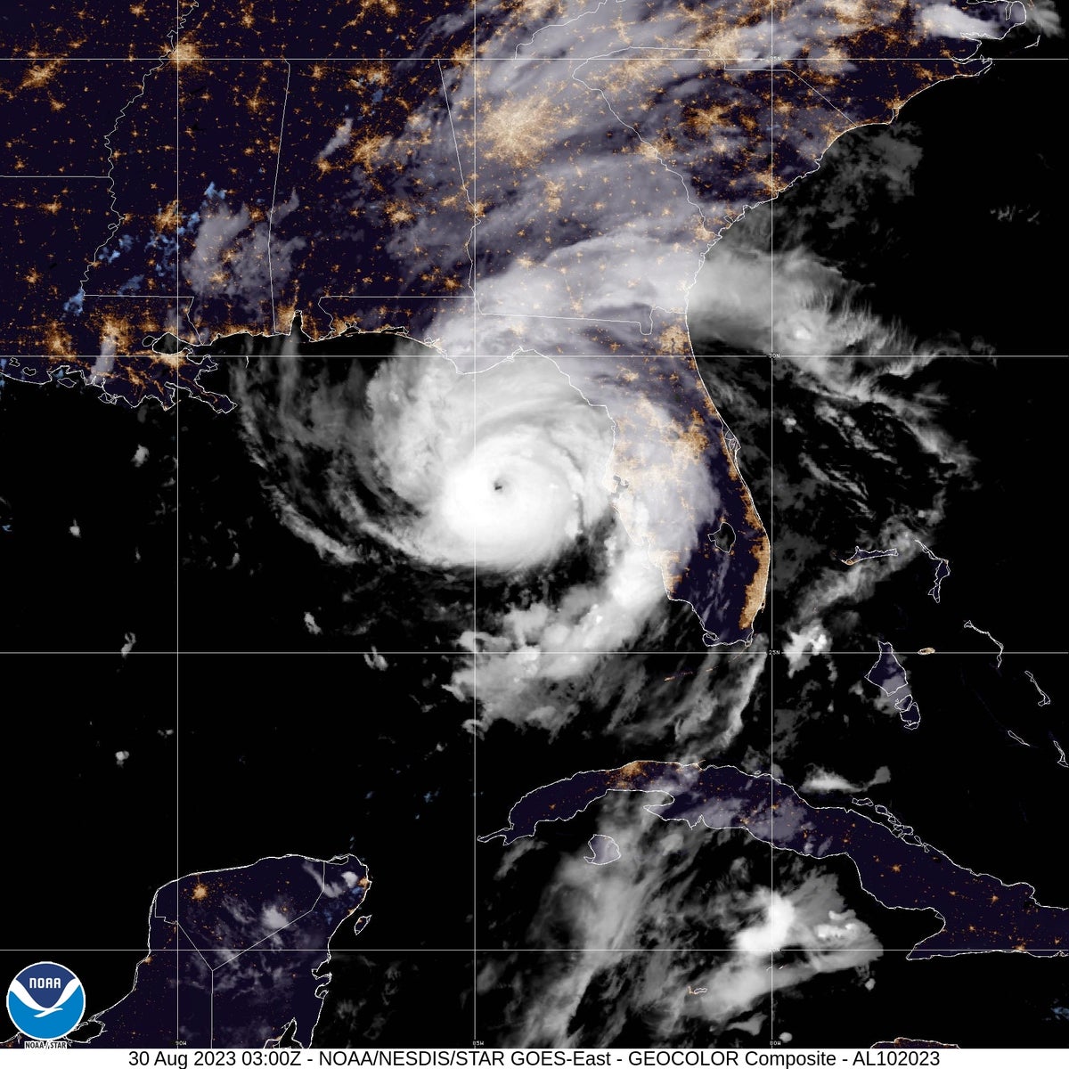 Hurricane Lee about the size of Montana. Idalia was as wide as Colorado