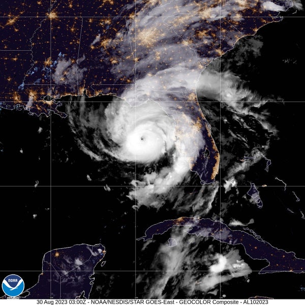 Satellite image of hurricane Idalia.