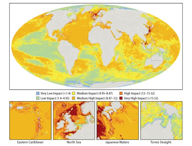 One significant impact of human activity on the oceans is marine pollution