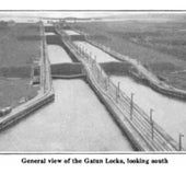 The Gatun Locks, looking south to lake Gatun, 1920:
