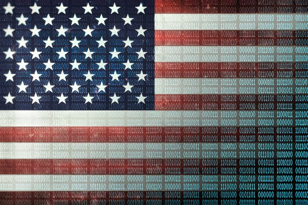 USA Flag Distressed Binary Code