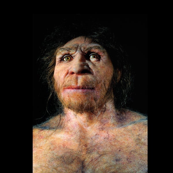 Reproduction of a male Homo heidelbergensis in the Museum of Human Evolution